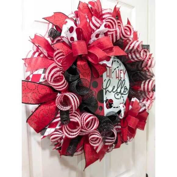 Lady Bug Front Door Wreath, Summer Wreath, Summer Decor, Home Decor, Gift - Picture 5 of 5